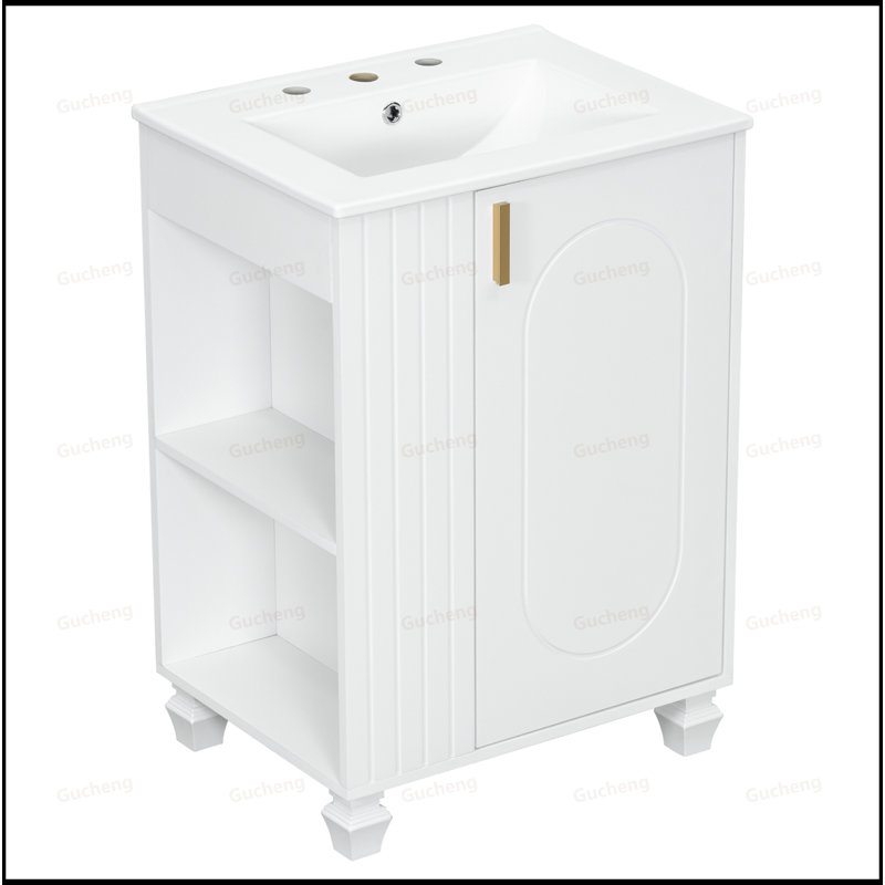 Meuble-lavabo 24 po avec rangement latéral ouvert, Blanc