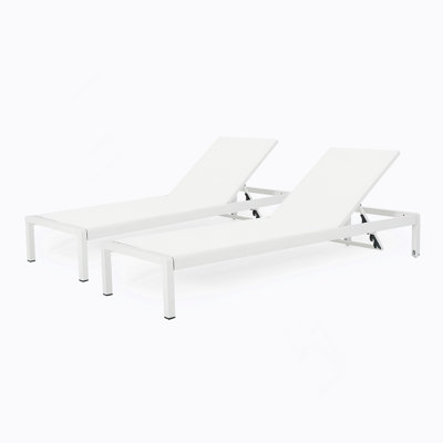 Comfortable And Durable Aluminum Chaise Lounge Set With Breathable Mesh, Adjustable Positions, And Easy Mobility For Outdoor Relaxation