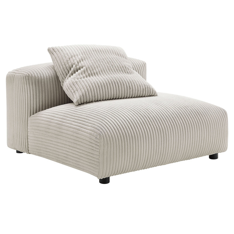 Fauteuil modulaire rembourré Solace, Velours côtelé amande