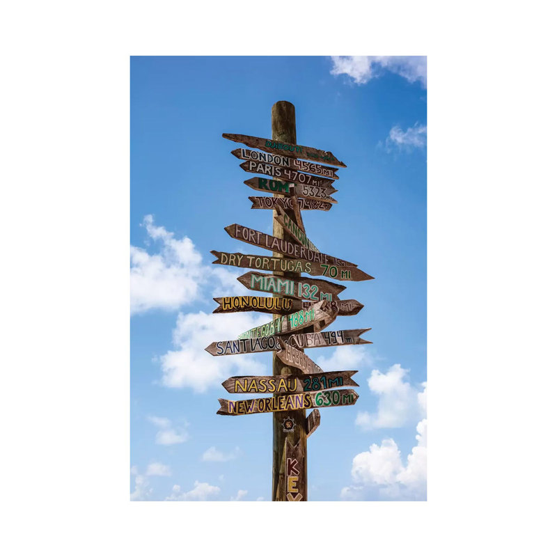Sign Post, Key West by Matteo Colombo - Wrapped Canvas Print, 66.04 cm H x 45.72 cm W x 1.91 cm D