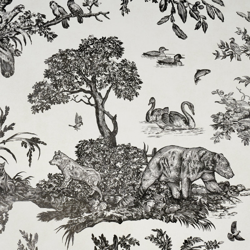 Western Toile Paper Wallpaper Roll, Carbon