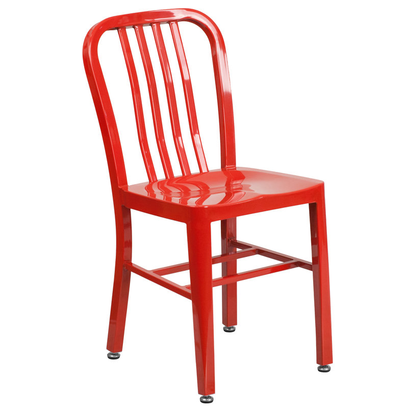 Commercial Grade Metal Indoor-Outdoor Bistro Chair, Red