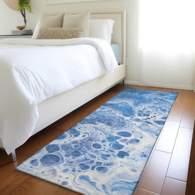 Machine Washable Indoor/Outdoor Cinead ACN1705 Navy Rug