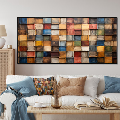 Colorful earth colors tiles III - Boho Mosaic Canvas Print Wall Art