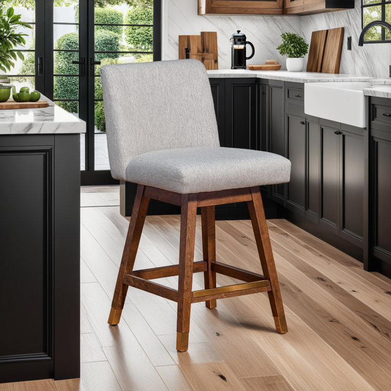 Tabouret de bar Araf, Brun, Taupe, Tabouret de comptoir (siège d'une hauteur de 26 p