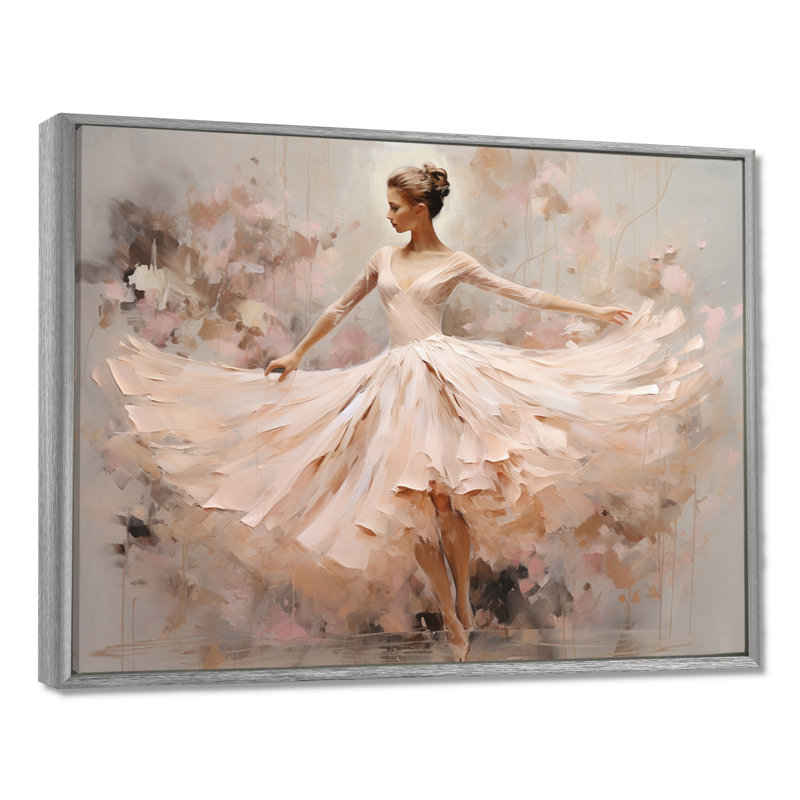 Beige or minimalisme ballerine I - impressions encadrées de ballet, H 12 po x l 20 po x P 1 po, Encadrement argenté