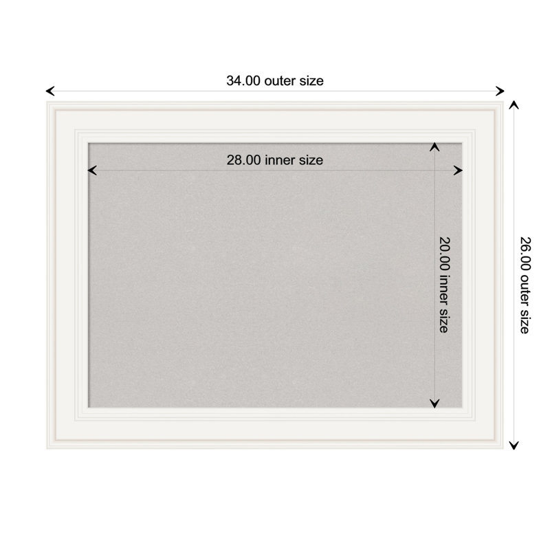 Wall Cork Small - 2' - 4' Bulletin Board, 26" x 34", White Wood