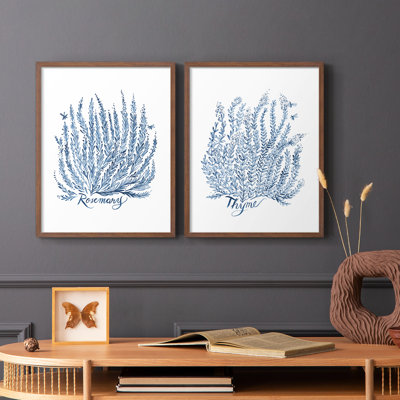 «Summer Herb Garden Sketches III», reproduction encadrée de qualité supérieure - prête à être accrochée - aucun clou requis - aucun clou requis