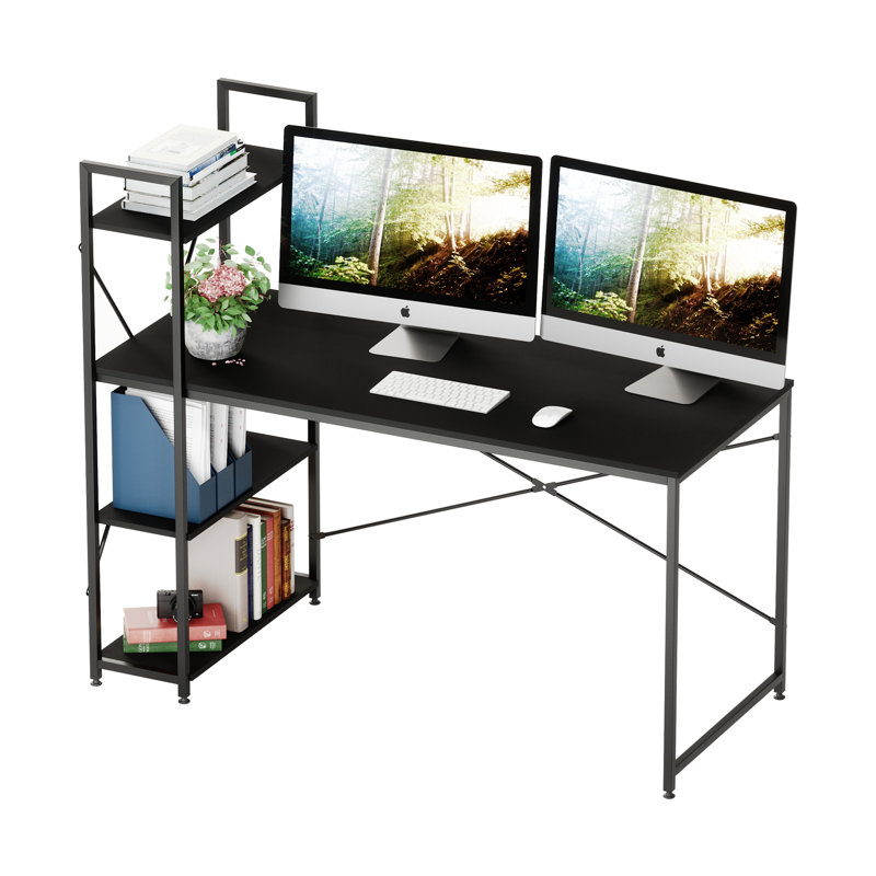Metal Base Computer Desk, Black, 121cm H x 141cm W x 64cm D