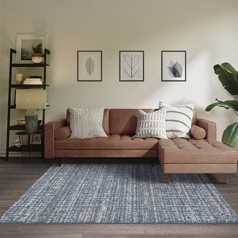  Tapis bleu ardoise / ton de terre 8 pi x 10 pi Rumba, Rectangle 8' x 10'