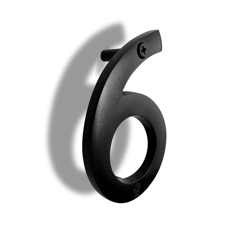 Numéro de maison en métal flottant, 6, 4", Noir