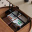 Table basse pivotante à plateau relevable de 43,3 po, recouverte de similicuir avec rangement et pieds en acier inoxydable