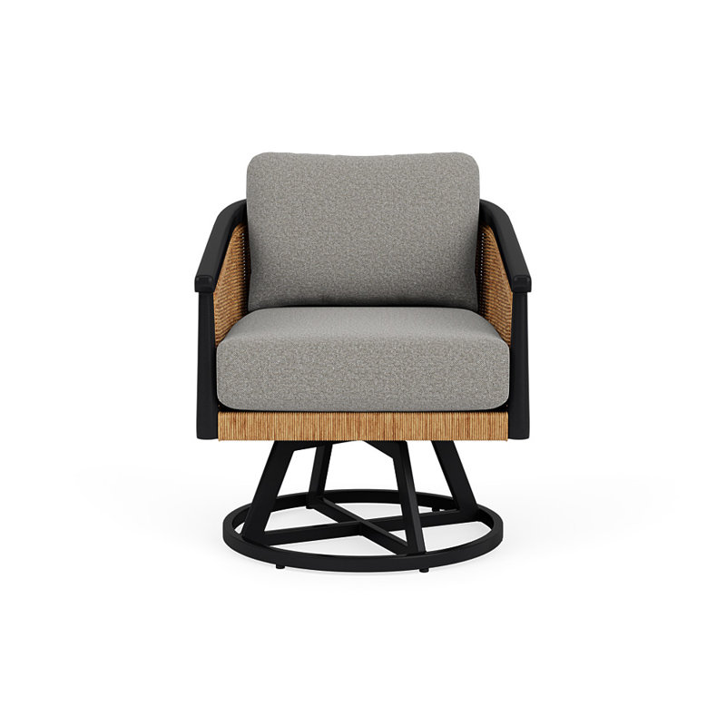 Galloway Swivel Lounge Chair In Tortoiseshell Finish, Rumba Nickel
