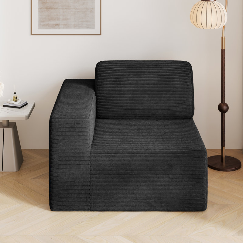Modular Corduroy 101cm Accent Chair, Facing The Left Handrail, Black