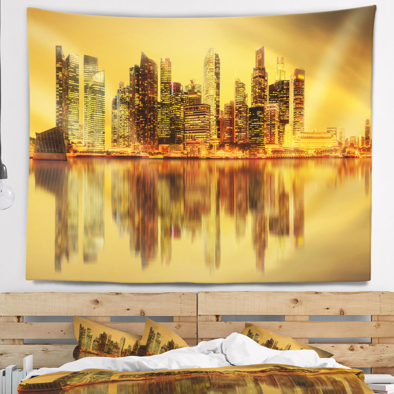 Tapisserie gratte-ciel Cityscape, Marina Bay, Singapour, H 78 po x l 92 po