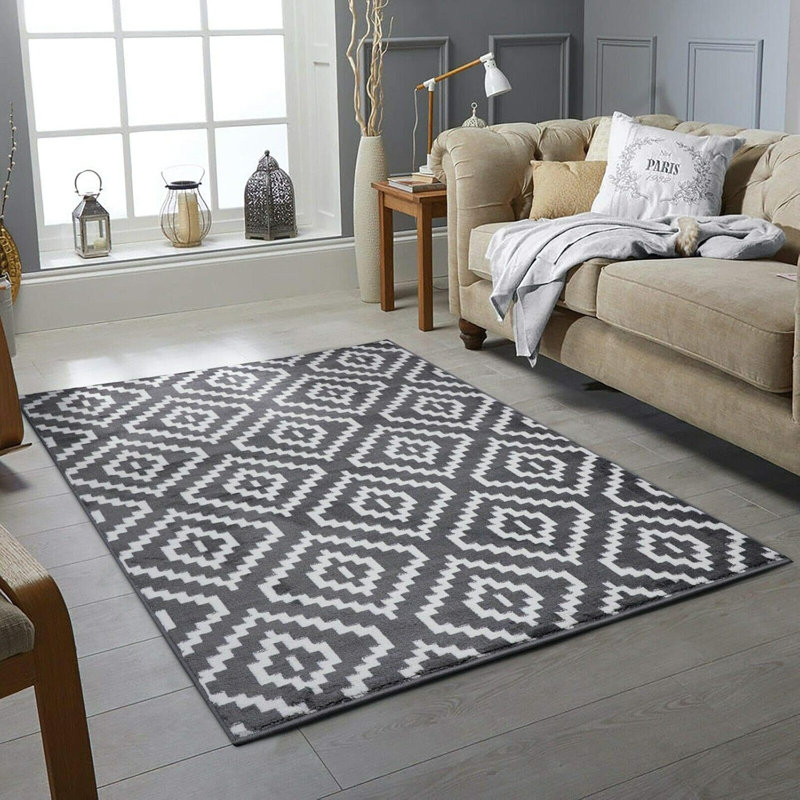Ehlers Machine Woven Grey Indoor Rug, Rectangle 80 x 150cm