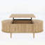 Table basse ovale à plateau relevable avec rangement dissimulé, parfaite pour les espaces de vie modernes et polyvalents.-129197408