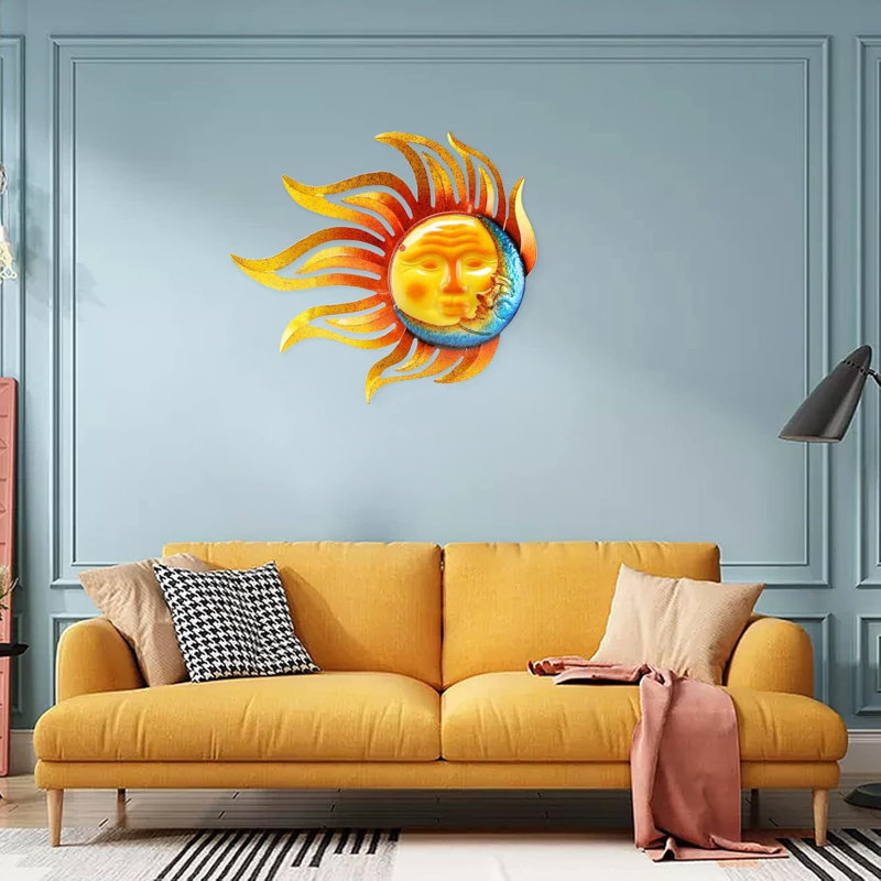 Décoration murale en métal Sun Moon