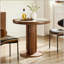 Table de salle à manger Mid-Century ronde avec plateau en pierre frittée et pieds cannelés