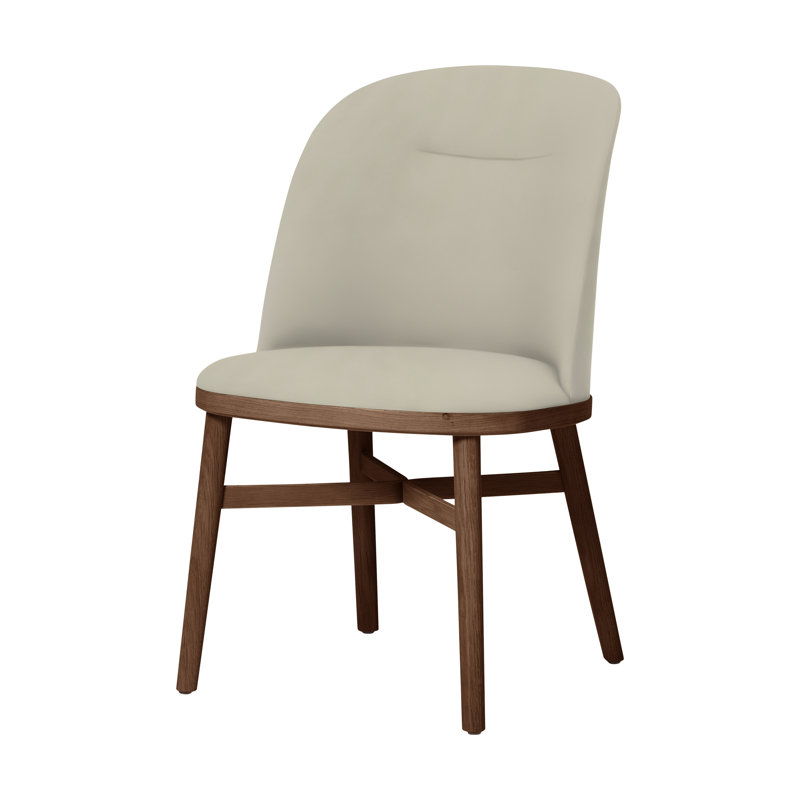 Bund 18'' H Upholstered Dining Chair, Natural Walnut, Omega Gray