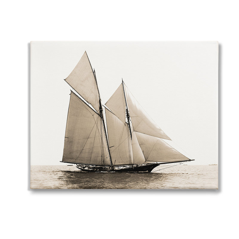 Art mural rétro sur toile de bateau maritime par Graffitee Studios, H 16 po x l 20 po