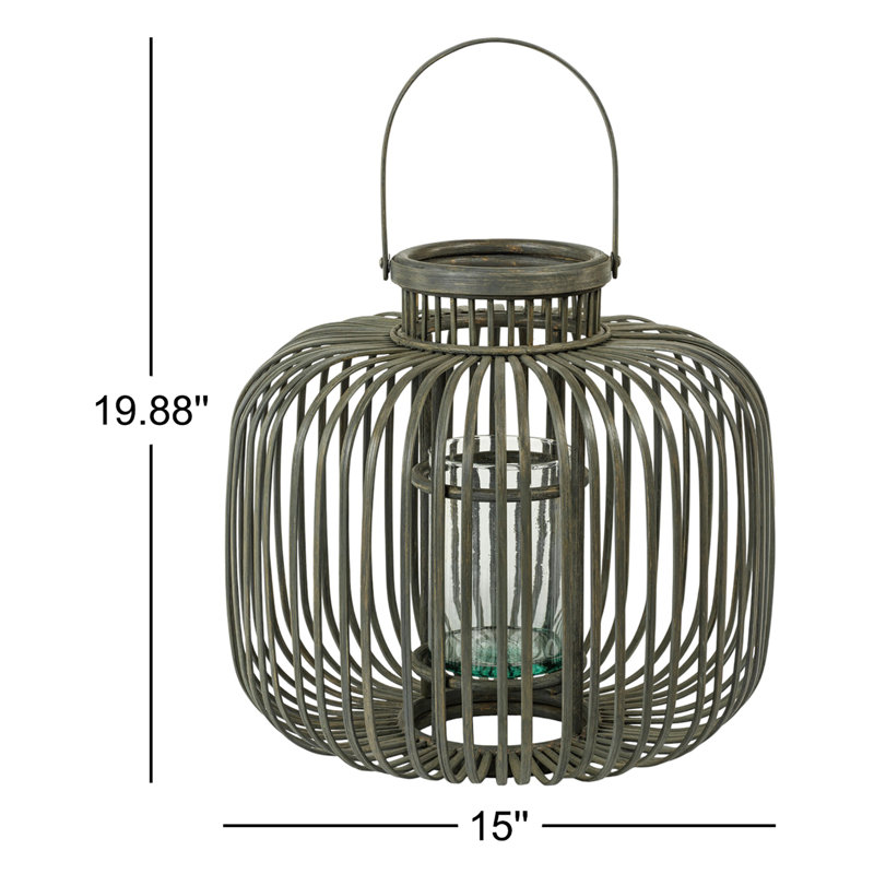 Lanterne de table en bambou Dumai, H 19,88 po x l 15 po x P 15 po