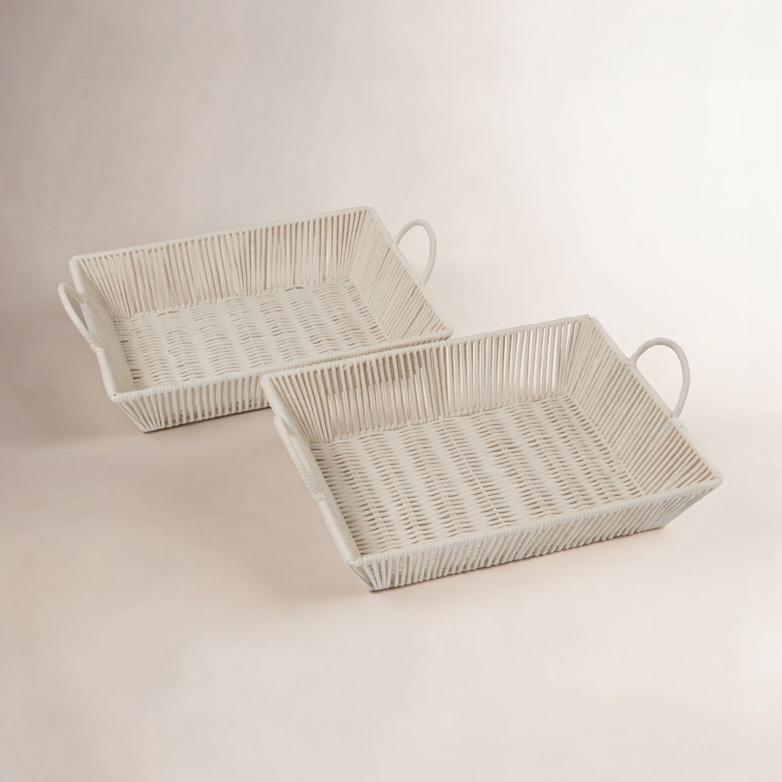 Emmanuel Handmade Decorative Basket, 5.85" H x 18.70" W x 13.10" D, Cream