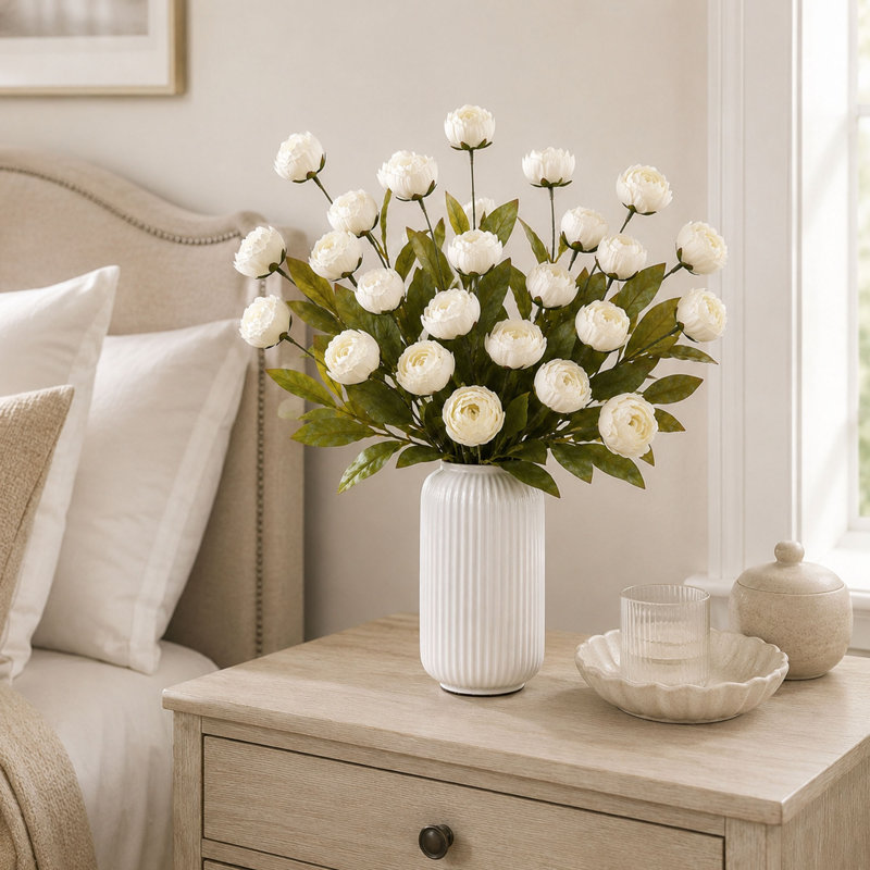 6 pièces de pivoines artificielles avec tiges de soie de 27 pouces pour vase