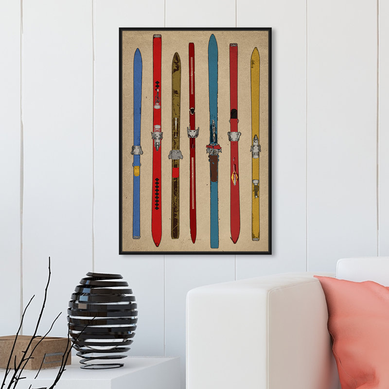 " Sports And Teams Vintage Skis II, Traditional Brown " by Oliver Gal, Framed Print, 36" H x 24" W, Black