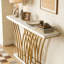 Console en faux marbre avec base géométrique en métal