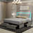 Led Bed Frame With 4 Storage Drawers, Smart Control RGB LED Lights On  Headboard,With Remote Control, Upholstered Adjustable Headbaord-121779645-113474564