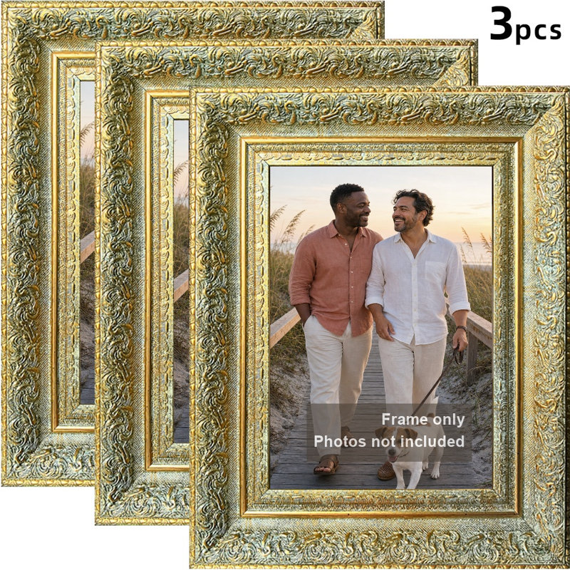 Cadre photo 3 pièces 11 po x 14 po doré antique pour décoration de salon