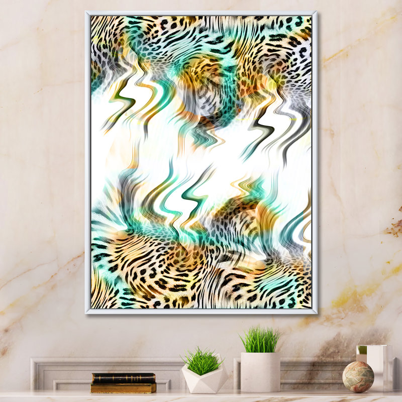Léopard et tigre - œuvre d'art moderne et contemporaine sur toile, H 20 po x l 12 po x P 1 po, Toile à cadre flottant blanc