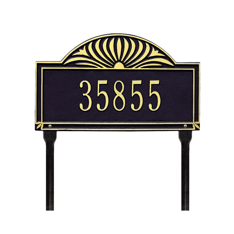 Sunburst 1-Line Lawn Address Sign, Antique Copper, Yes