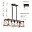 32" Industrial Farmhouse Rectangle Pendant Light - Walnut Wood & Black Metal Frame Chandelier for Kitchen Island, Dining Room, and Cafe Decor
