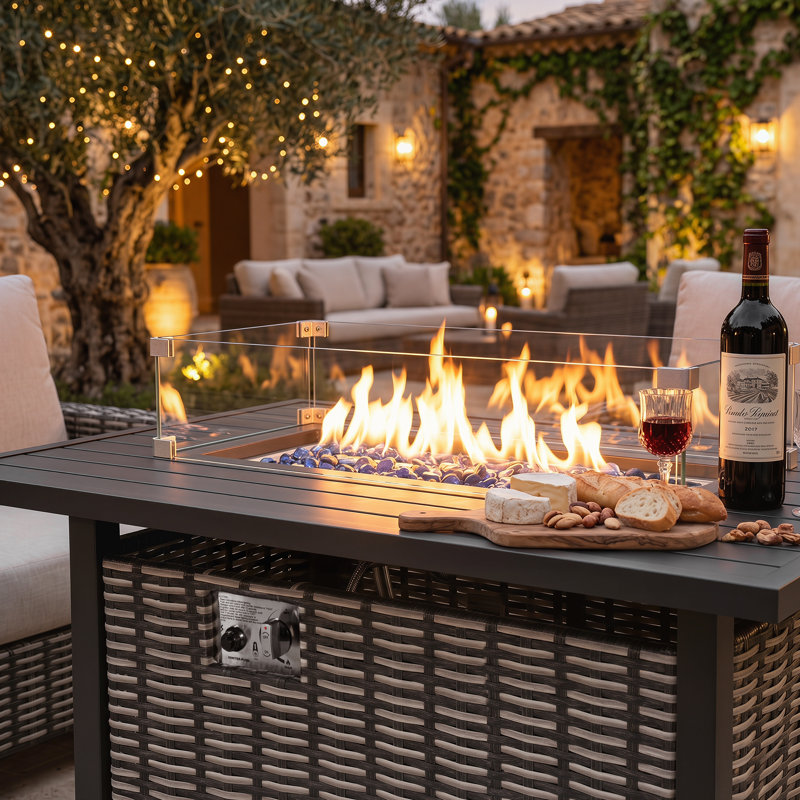 Foyer de table d'extérieur au propane de 43 po 50 000 BTU avec pare-vent