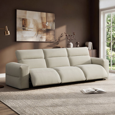125.2'' Soft Seat Power Reclining Sofa With Zero Wall Design And 100% Polyester Fabric