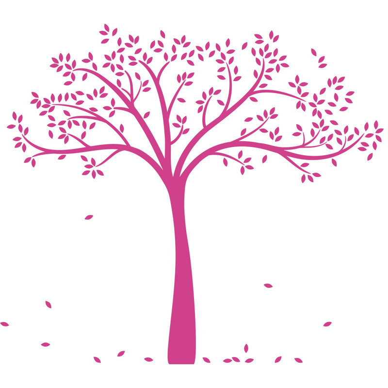 Décalcomanie murale arbre d’automne monochrome, Rose vif joyeux