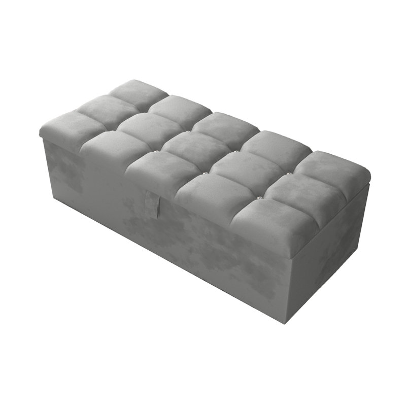 Picabo 102cm Wide Rectangle Geometric Standard Ottoman with Storage, Silver