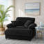 Canapé méridienne moderne de 62 pouces, modèle Cloud, revêtement en peluche confortable avec deux coussins décoratifs pour le salon-1446938349