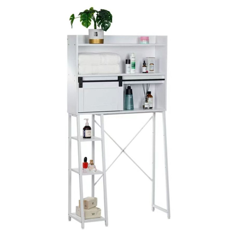 Over The Toilet Storage Cabinet Mass-Storage Over Toilet Bathroom Organizer with Sliding Door, White