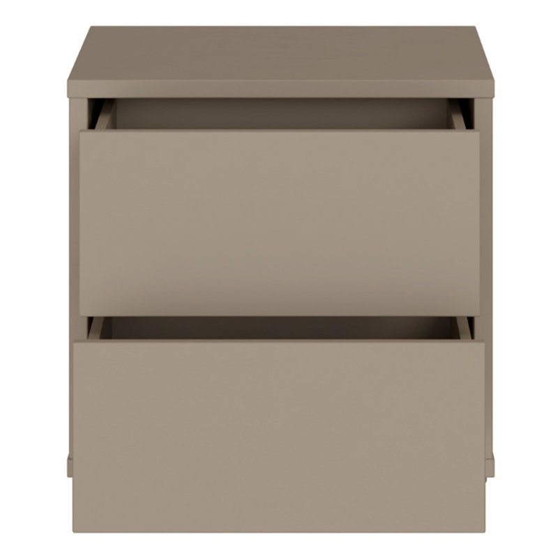 Alice Springs Low Bedside Cabinet with 2 Drawers Push-to-Open, Beige