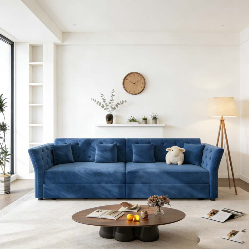 Grand canapé-lit 74,4 po, Largeur: 74,4 po, Bleu
