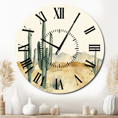 Horloge murale surdimensionnée Soft Soft Cactus - Southwestern