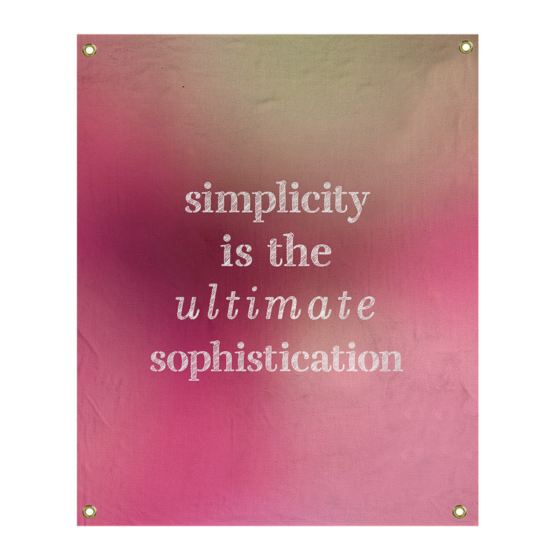 Tapisserie à citation simple et sophistiquée en polyester, H 80 po x l 59 po, Lueur rose