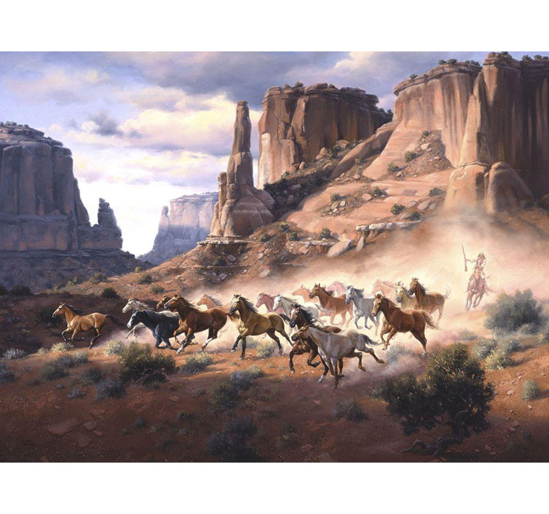 Art sur toile tendu avec Alcott Hill® Sorenson, Jack Gallery: grès et chevaux volés, H 19 po x l 24 po