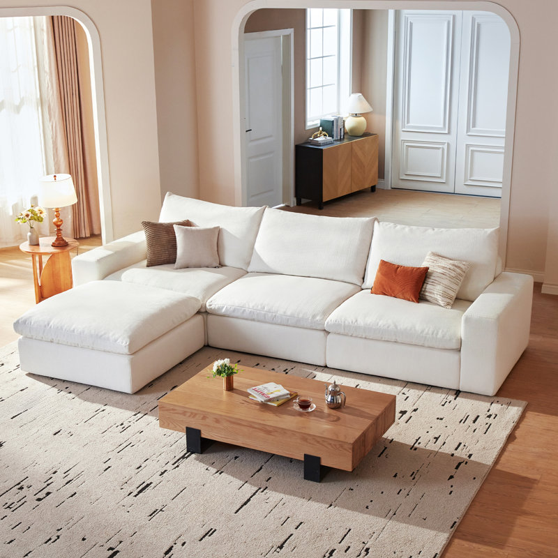 113" Comfy Cloud Couch Modular Sectional Sofa For Living Room, Modern Sofa Sleeper, Wide & Deep Couches With Storage Ottoman