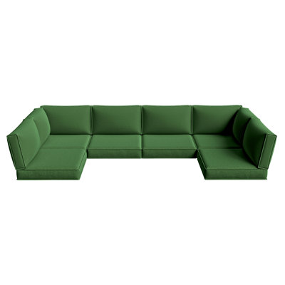 14-pcs 4" Thick Patio Cushion Covers – Water-resistant Replacements For 6-seat Sectional Sofa