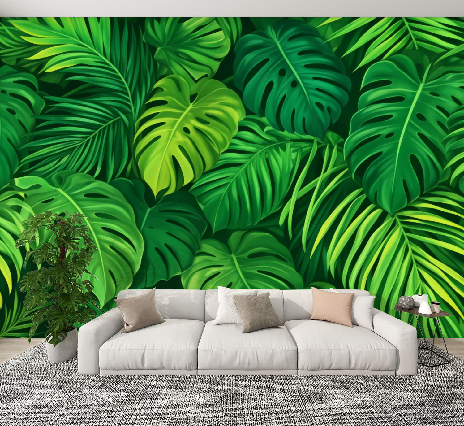 Red Barrel Studio Peel and Stick Wallpaper Tropical Greenery Monstera ...