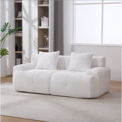73" Modern Modular Sectional Sofa Loveseat, 2 Seater Tufted Comfy Cloud Tufted Floor Convertible Couch with 2 Pillows, Boneless Conversion Sofa for Living Room,Office, Apartment,Guestroom